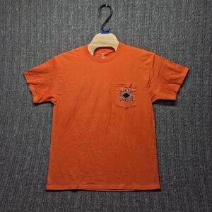 Harley Davidson Pocket T-Shirt Mens Large Orange Virginia Beach Graphic Tee Bike